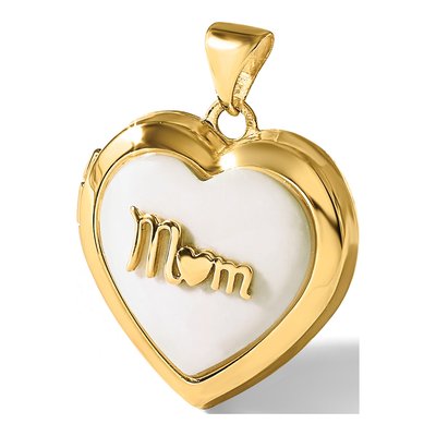 14K Yellow Gold Agate MOM Heart Locket – view 7