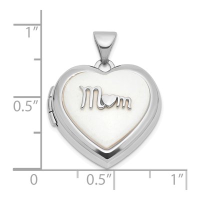 14K White Gold Agate Heart Mom Locket – view 3