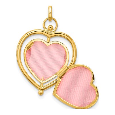 14K Yellow Gold Reversible Heart Locket – view 5