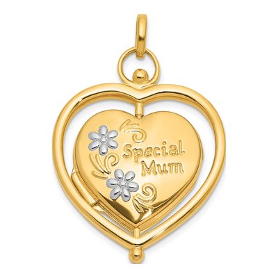 14K Yellow Gold Reversible Heart Locket