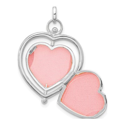 14K White Gold Heart Locket – view 6