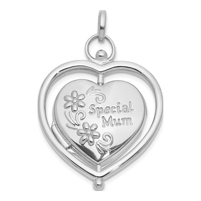 14K White Gold Heart Locket