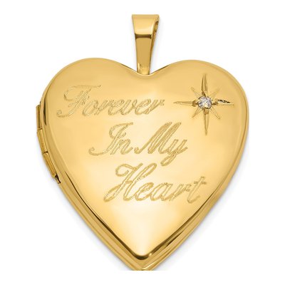 14K Yellow Gold 1/20 ct tw Diamond Heart Locket