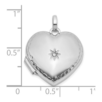 14K White Gold Diamond Heart Locket – view 4