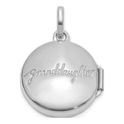 14K White Gold Granddaughter Round Locket – view 3