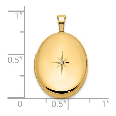14K Yellow Gold 1/20 ct tw Diamond Star Oval Locket – view 6
