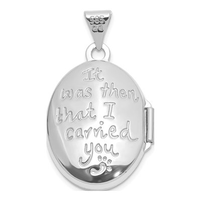 14K White Gold Footprints Reversible Oval Locket – view 2