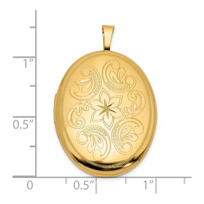 14K Yellow Gold Floral Scroll Oval Locket – view 5