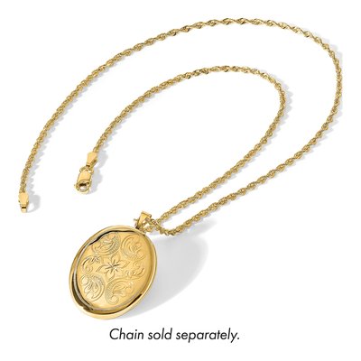 14K Yellow Gold Floral Scroll Oval Locket – view 6