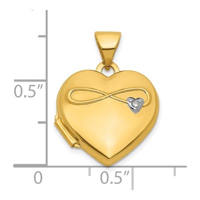 14K Yellow Gold Diamond Infinity Heart Locket – view 5