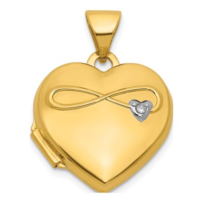 14K Yellow Gold Diamond Infinity Heart Locket