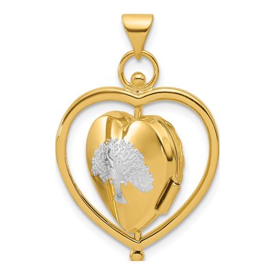 14K Yellow Gold Reversible Tree of Life Heart Locket – view 5