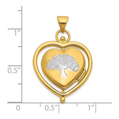 14K Yellow Gold Reversible Tree of Life Heart Locket – view 6
