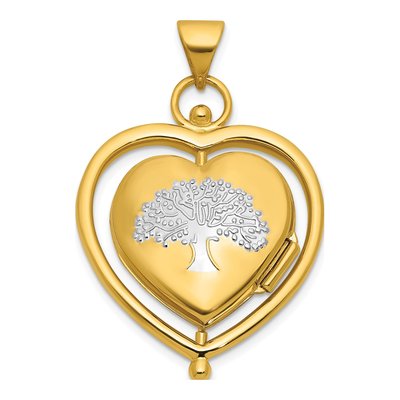 14K Yellow Gold Reversible Tree of Life Heart Locket