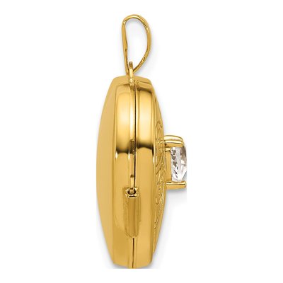 14K Yellow Gold White Topaz Heart Locket – view 2