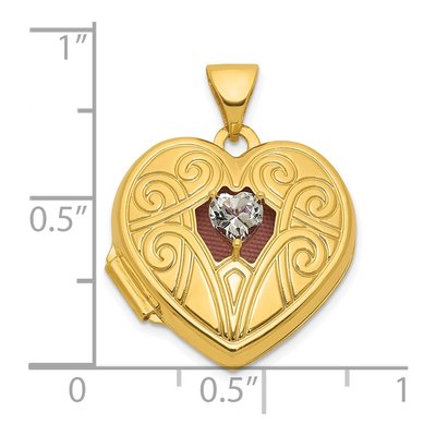 14K Yellow Gold White Topaz Heart Locket – view 5