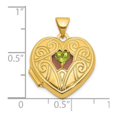 14K Yellow Gold Peridot Heart Locket – view 5