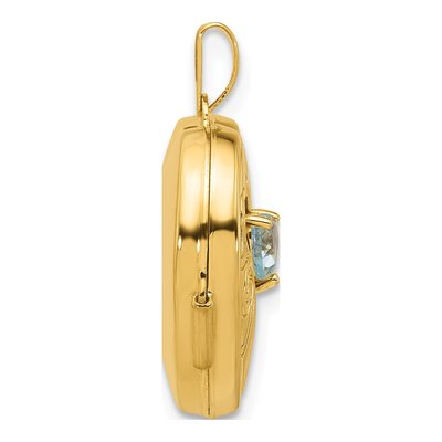 14K Yellow Gold Sky Blue Topaz Heart Locket – view 2