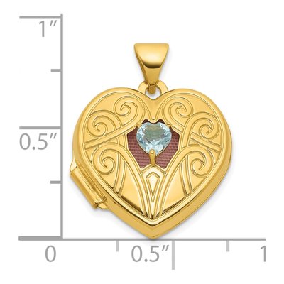 14K Yellow Gold Sky Blue Topaz Heart Locket – view 5