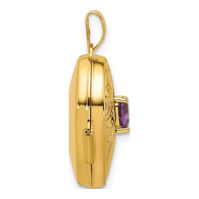 14K Yellow Gold Amethyst Heart Locket – view 2