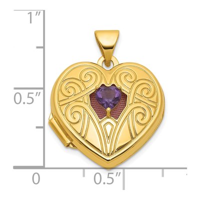 14K Yellow Gold Amethyst Heart Locket – view 5
