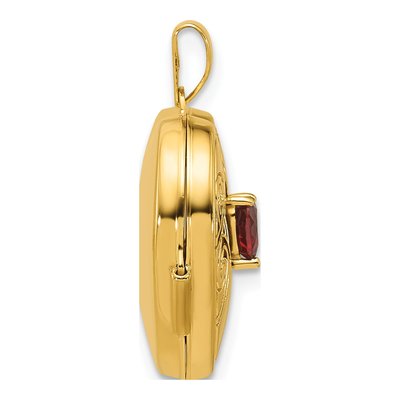 14K Yellow Gold Garnet Heart Locket – view 2