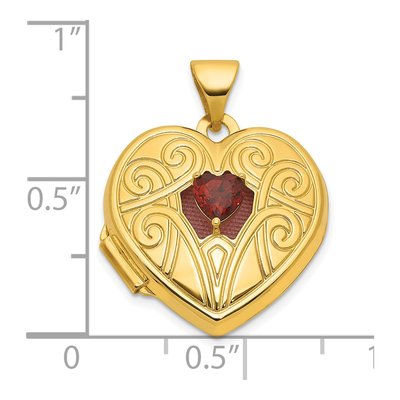 14K Yellow Gold Garnet Heart Locket – view 5