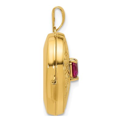 14K Yellow Gold Lab-Created Ruby Heart Locket – view 2