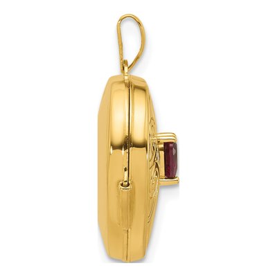 14K Yellow Gold Rhodolite Garnet Heart Locket – view 2
