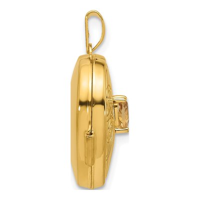 14K Yellow Gold Citrine Heart Locket – view 2