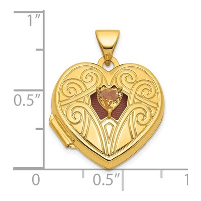 14K Yellow Gold Citrine Heart Locket – view 5