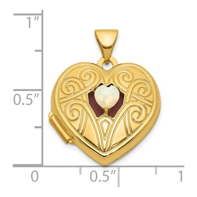 14K Yellow Gold Opal Heart Locket – view 5