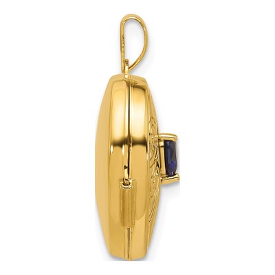 14K Yellow Gold Lab-Created Sapphire September Birthstone Heart Locket – view 2