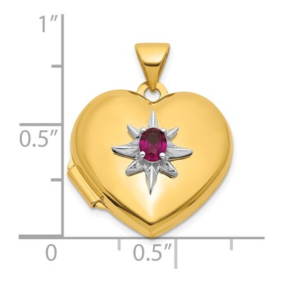 14K Yellow Gold Lab-Created Ruby Heart Locket – view 5