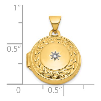 14K Yellow Gold Diamond Leaf Locket – view 5
