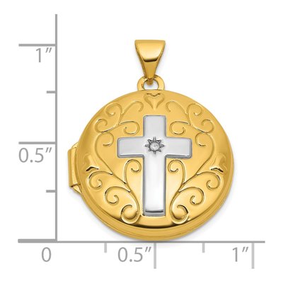 14K Yellow Gold Diamond Cross Locket – view 5