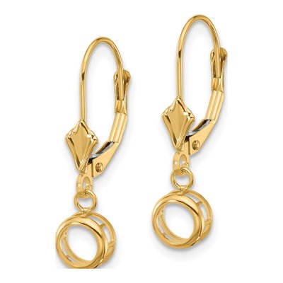 14K Yellow Gold Round Bezel Leverback Mounts Earring Mounting – view 2