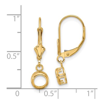 14K Yellow Gold Round Bezel Leverback Mounts Earring Mounting – view 3
