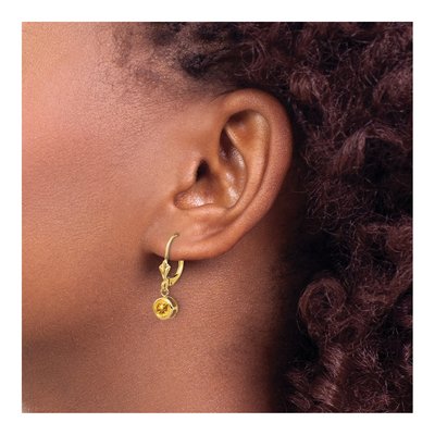 14K Yellow Gold Citrine Bezel Leverback Earrings – view 3