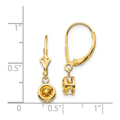14K Yellow Gold Citrine Bezel Leverback Earrings – view 4