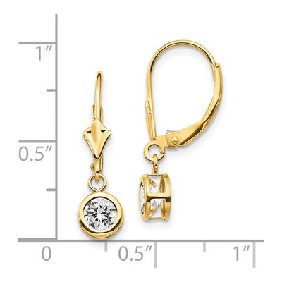 14K Yellow Gold CZ Bezel Leverback Earrings – view 5