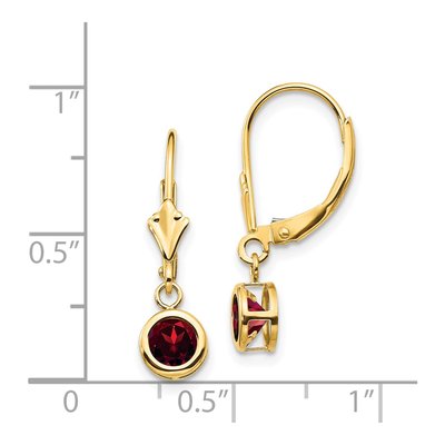 14K Yellow Gold Garnet Bezel Leverback Earrings – view 4