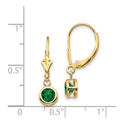 14K Yellow Gold Lab-Created Helenite Mount St Helens Leverback Earrings – view 4