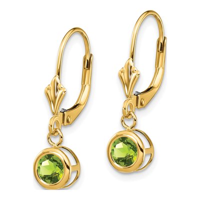 14K Yellow Gold Peridot Bezel Leverback Earrings – view 2