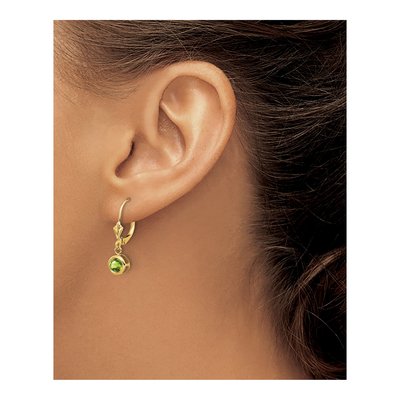 14K Yellow Gold Peridot Bezel Leverback Earrings – view 3