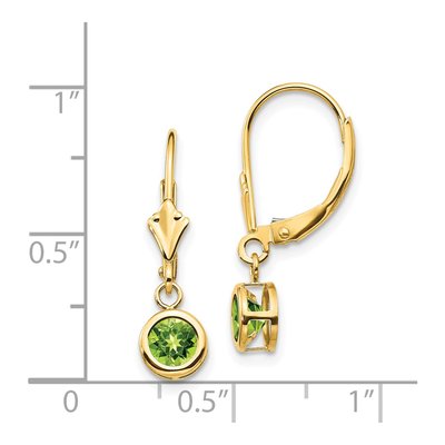 14K Yellow Gold Peridot Bezel Leverback Earrings – view 4