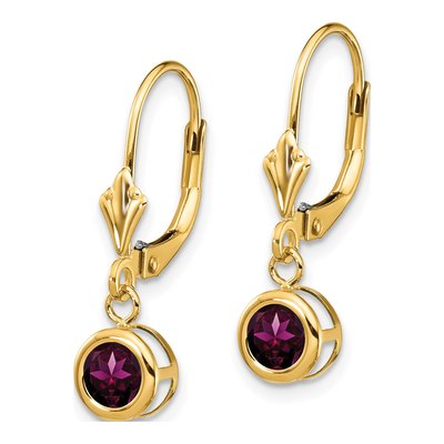 14K Yellow Gold Rhodolite Garnet Leverback Earrings – view 2
