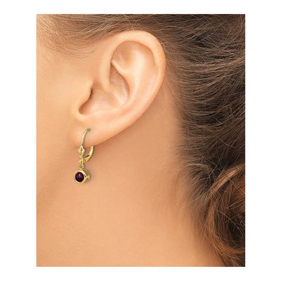 14K Yellow Gold Rhodolite Garnet Leverback Earrings – view 3