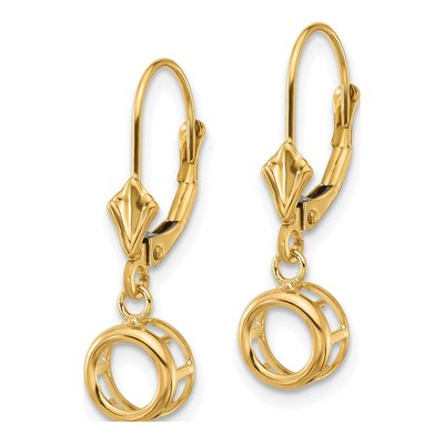 14K Yellow Gold Round Bezel Leverback Mounts Earring Mounting – view 2