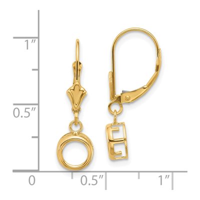 14K Yellow Gold Round Bezel Leverback Mounts Earring Mounting – view 3